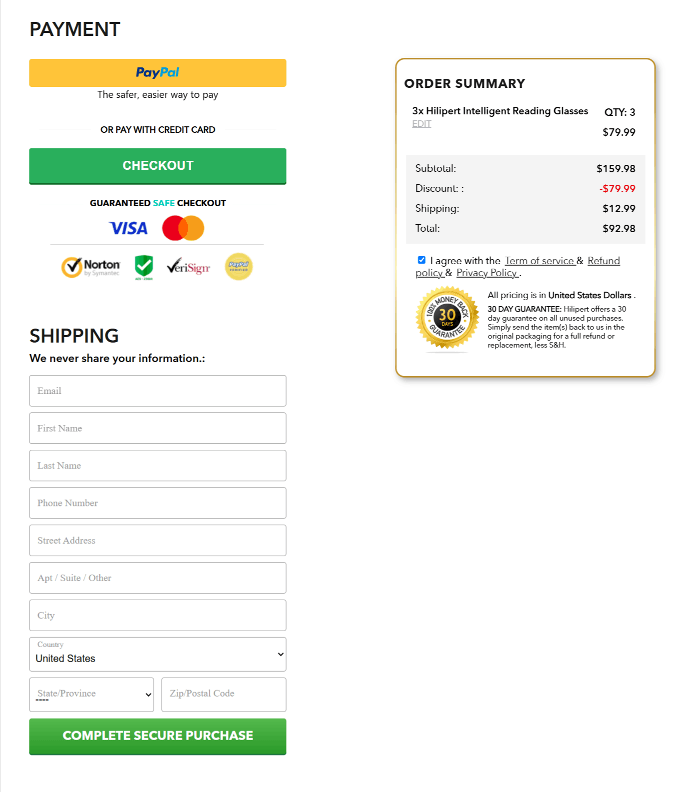 Neck Massager Hilipert checkout page